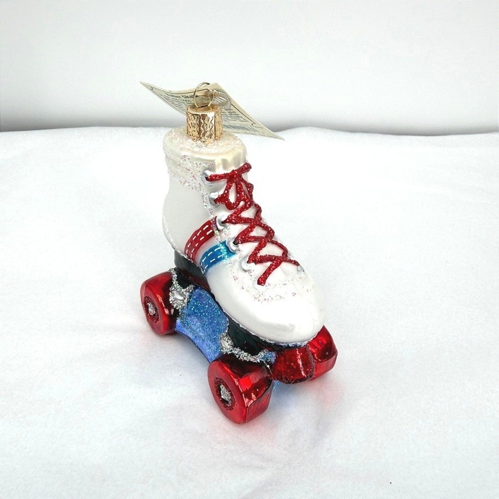 Old World Christmas Roller Skate Glass Ornament Glitter Retro Holiday 44097